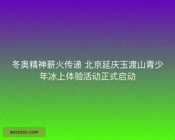冬奥精神薪火传递 北京延庆玉渡山青少年冰上体验活动正式启动