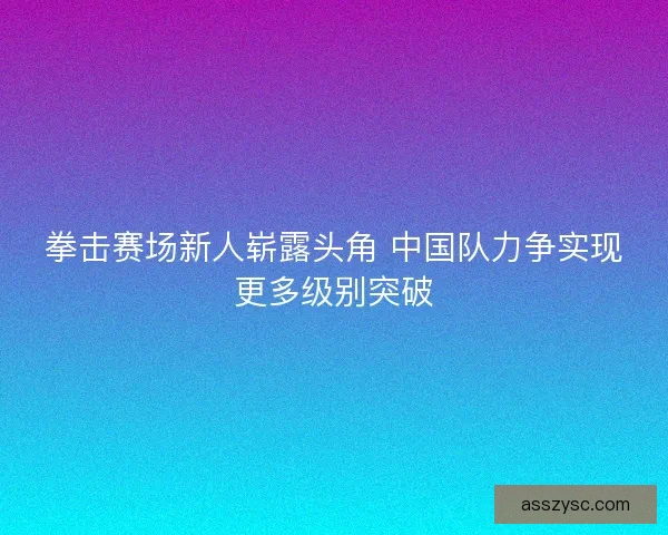 拳击赛场新人崭露头角 中国队力争实现更多级别突破