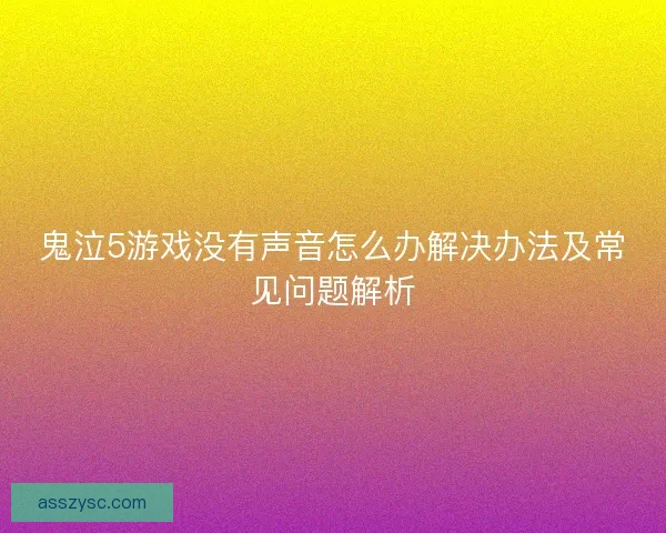 鬼泣5游戏没有声音怎么办解决办法及常见问题解析
